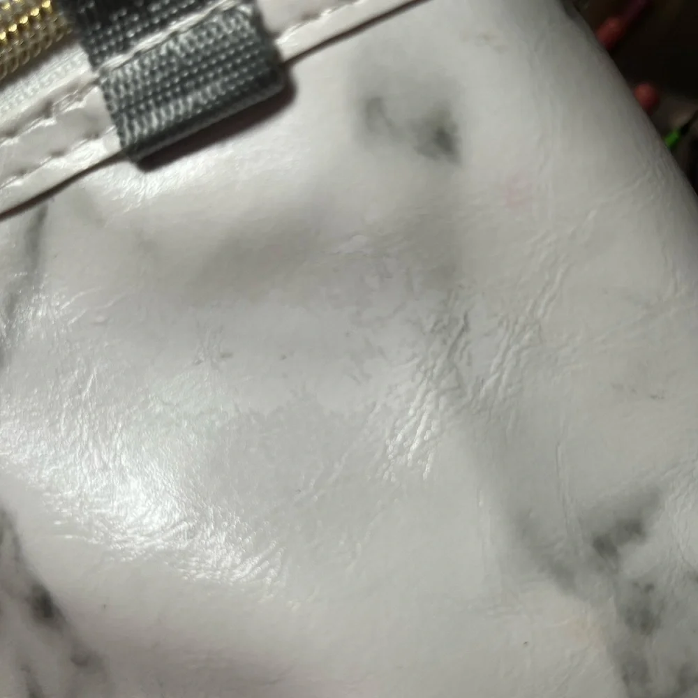 Marble Makeup Brush Bag with Gold Accents